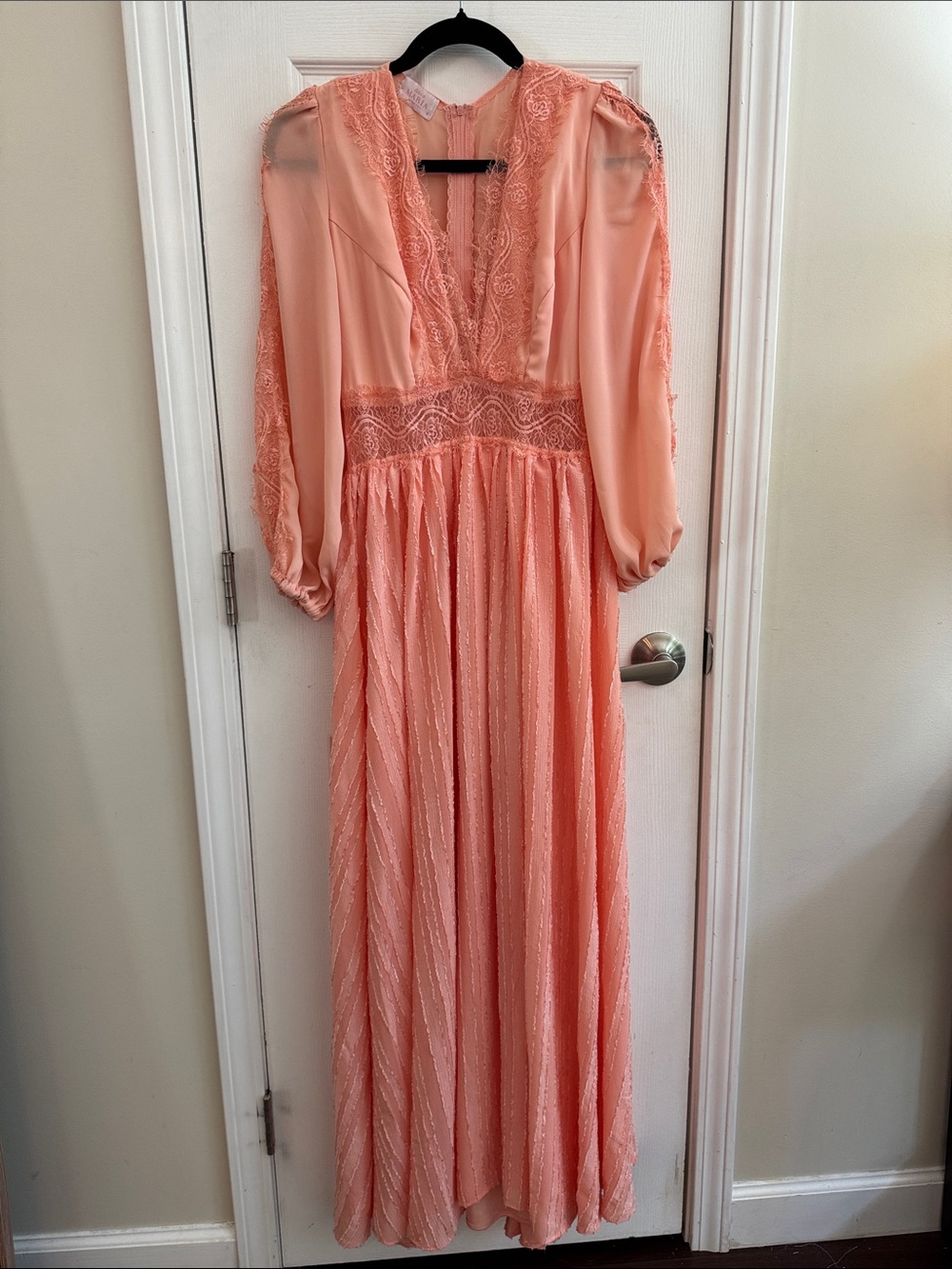 DOCE MARIA Peach Lace Detail Maxi Dress Size G (Large)